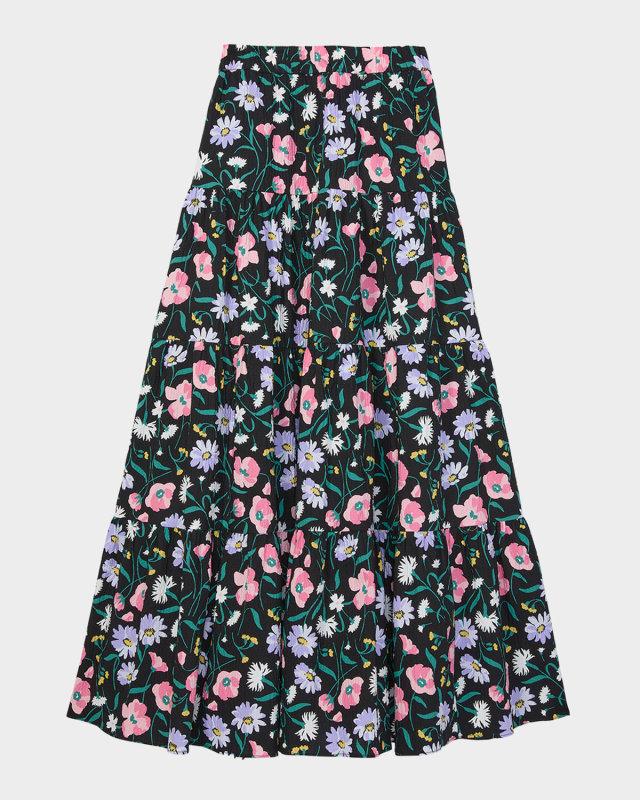 spring bouquet tiered maxi skirt